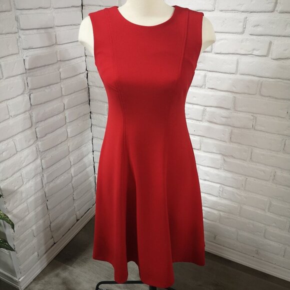 Tommy Hilfiger Ladies Size 4 Red Fit & Flare Sleeveless Dress - Picture 1 of 9